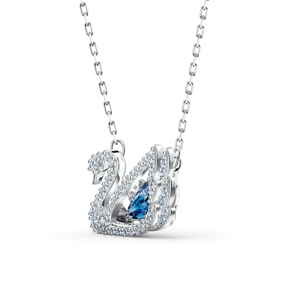 Swarovski Dancing Swan Necklace - Blue, Rhodium Plated – ShopCGX