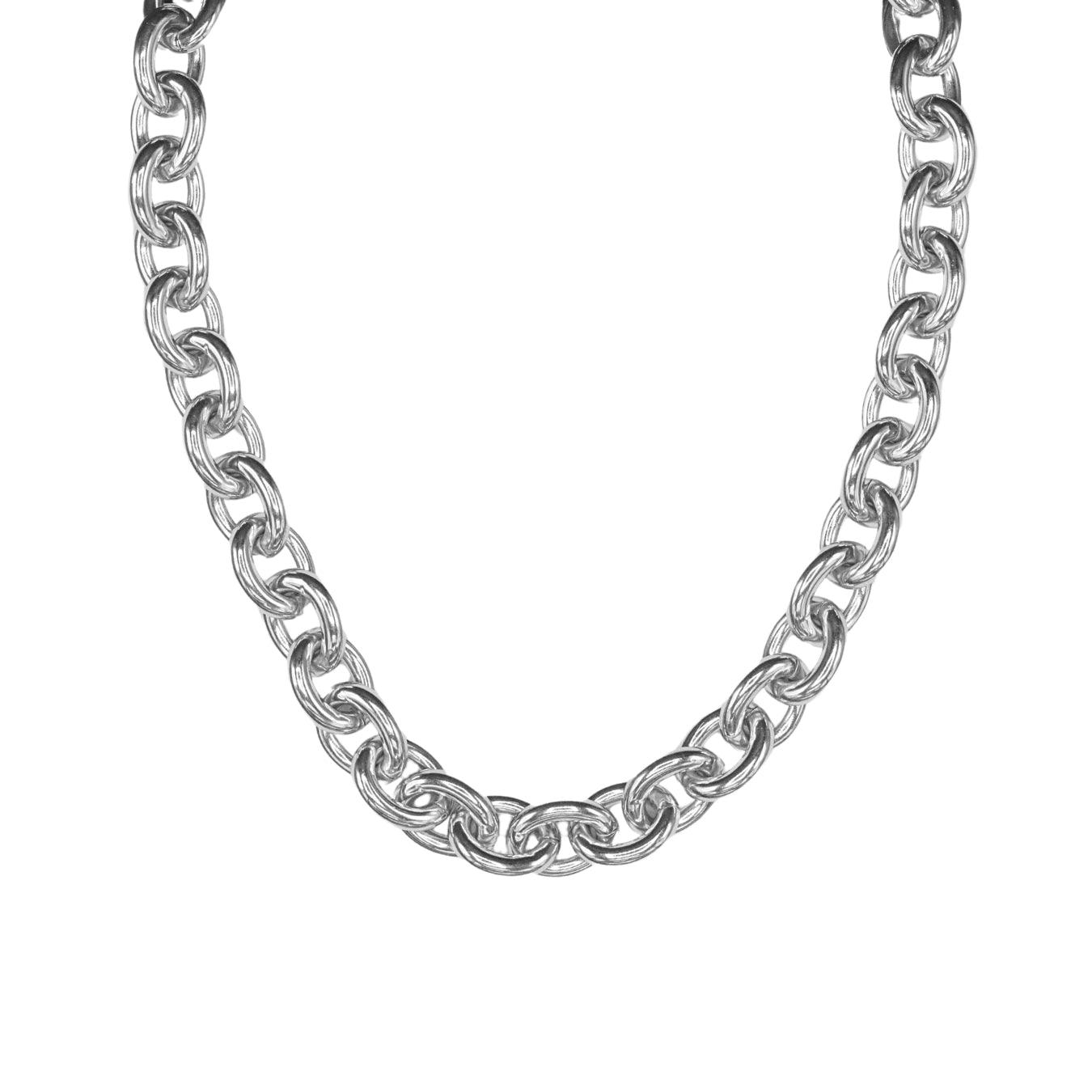 Maximalist Round Link Necklace- Silver - Ahava J