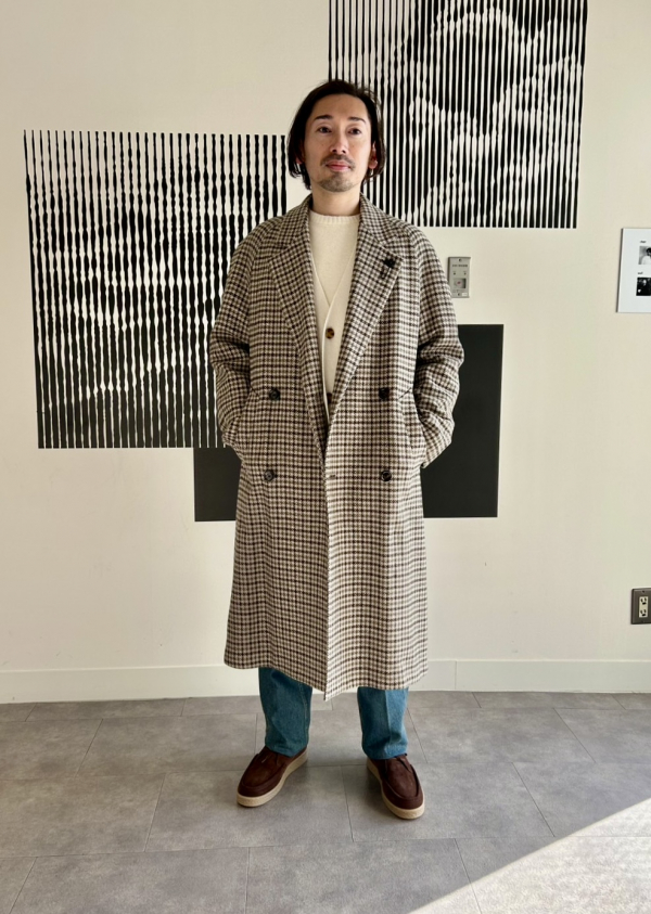 LARDINI》ウールカシミヤ ガンクラブチェックコート | ラルディーニ