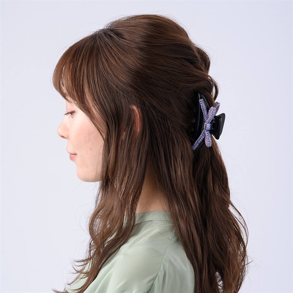 クリスタルメッシュパヴェ バンスクリップ(パープル) | バンスクリップ