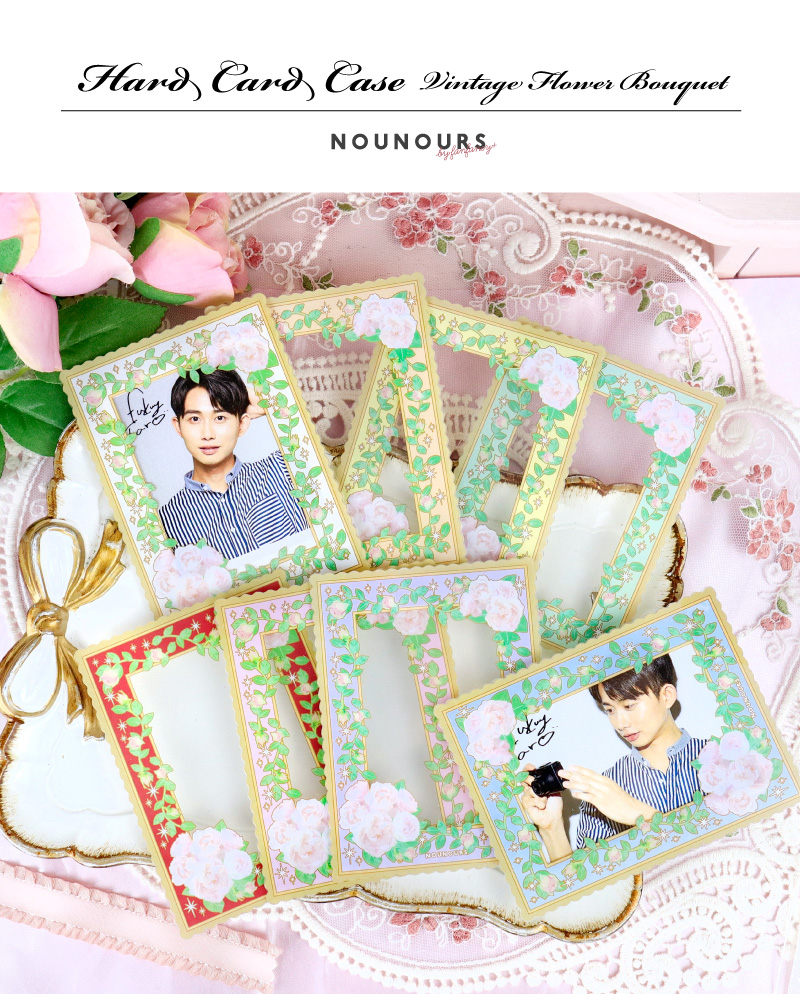 硬質カードケース カードサイズ ヴィンテージフラワーブーケ レッド