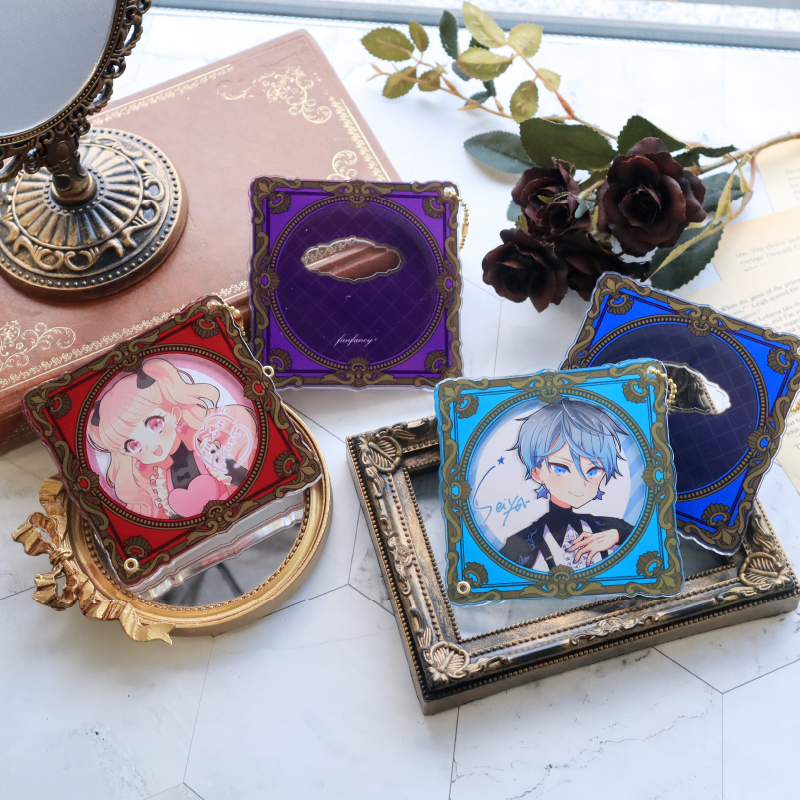 缶バッジアクリルフレーム75mm クラシックフレーム ライトブルー