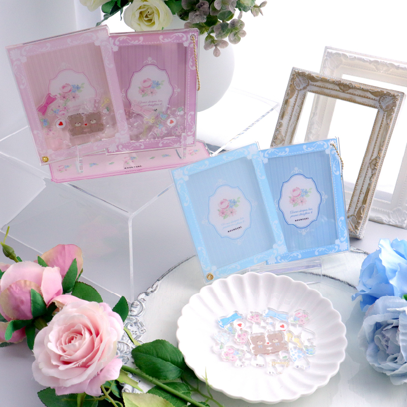 ペアフォトカードアクリルフレーム アンティークフラワー ホワイト