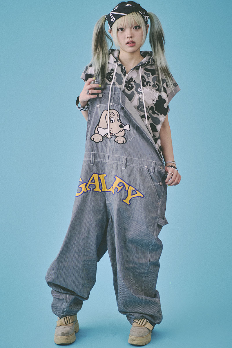 GALFY(ガルフィー) 石ちゃんオーバーオール NAVY STRIPE / ロック