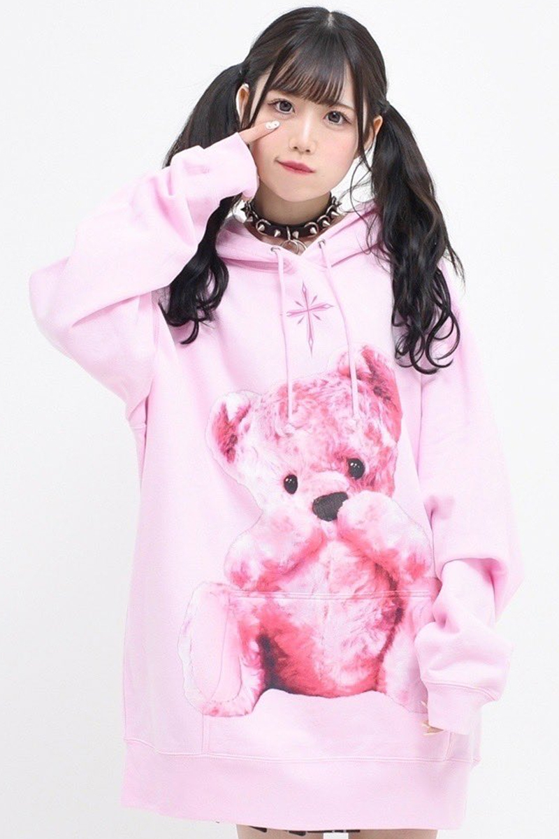TRAVAS TOKYO【トラバストーキョー】Furry bear Hoodie Pink / ロック