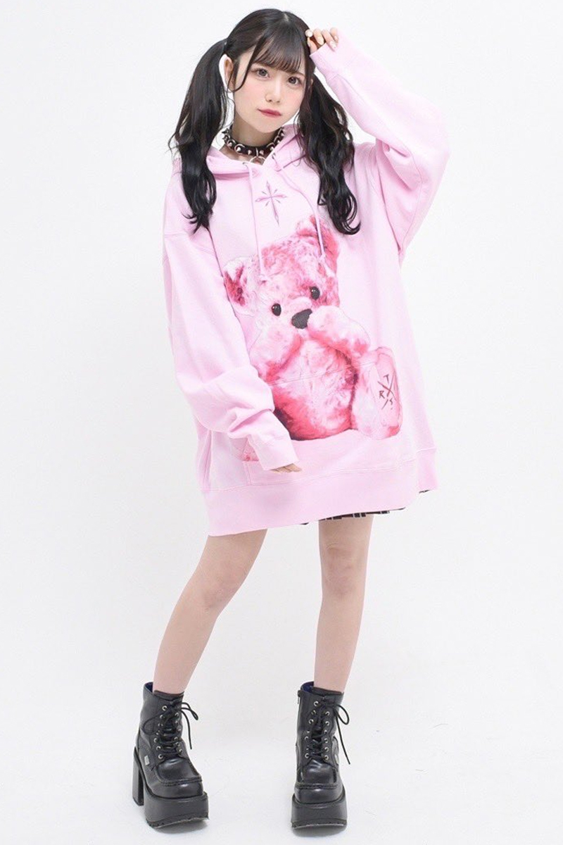 TRAVAS TOKYO【トラバストーキョー】Furry bear Hoodie Pink / ロック