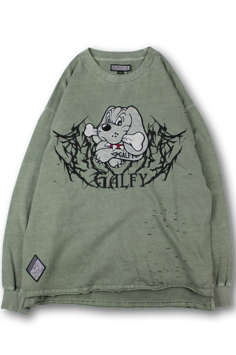 GALFY (ガルフィー) 染め染めわんちゃんボロボロンTee GREIGE / ロック