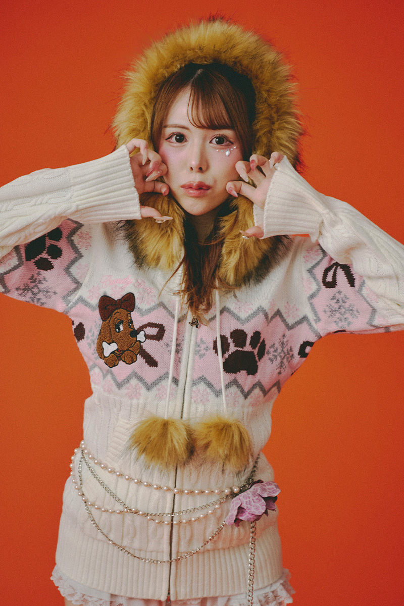 GALFY(ガルフィー) らぶりぃ！ニットパーカー - White / ロック