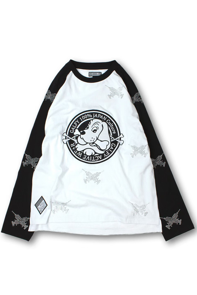 GALFY (ガルフィー) ピカピカ注射器ラグランロン Tee BLACK / ロック
