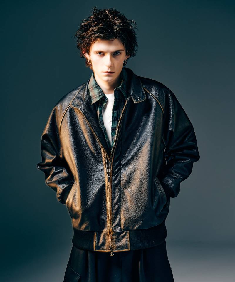 予約商品】glamb(グラム)Leather Bomber Jacket / レザーボマー