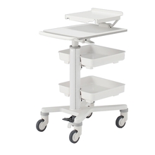 メディワークカート-S 2段スライド天板 トレイ2段タイプ(ホワイト