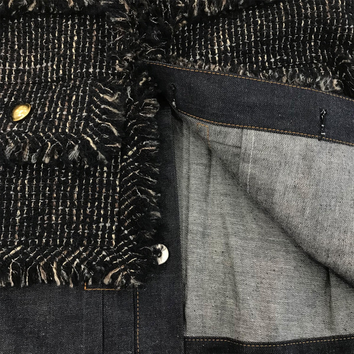 sacai(サカイ) 25AW「Tweed Jacket」デニムドッキングツイード