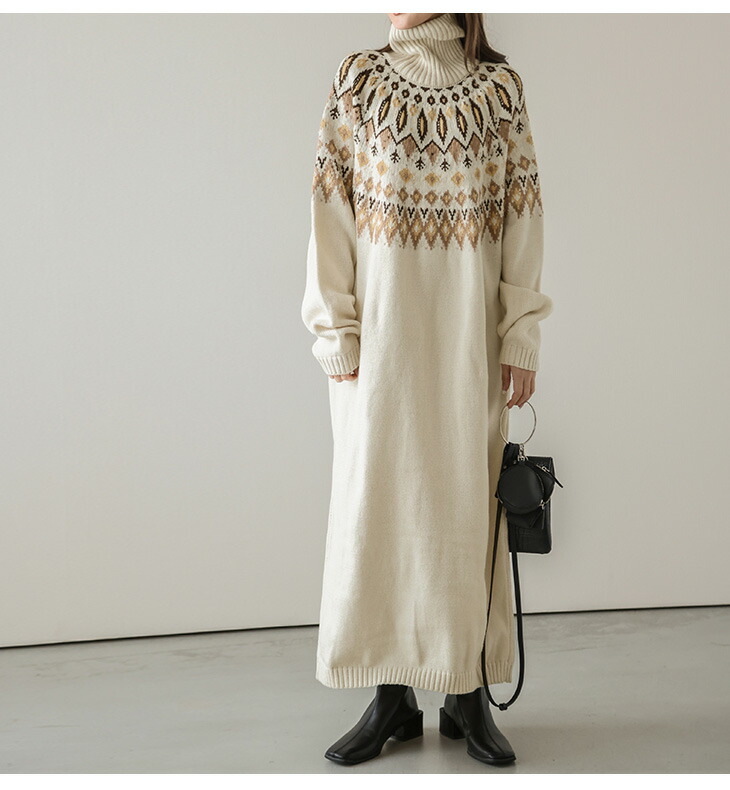 ワンピース ニット ニットワンピース ロングワンピース ノルディック