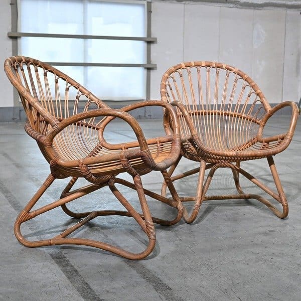 楽天市場】希少 山川ラタン 籐椅子4点セット 山川七郎 チェア スツール