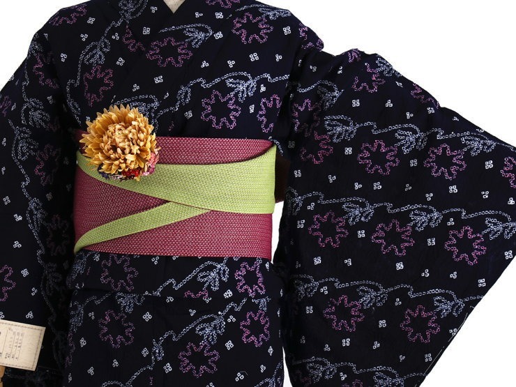 浴衣 有松 鳴海 手絞り 数量限定 特別価格 花つなぎ 濃紺 有松絞り