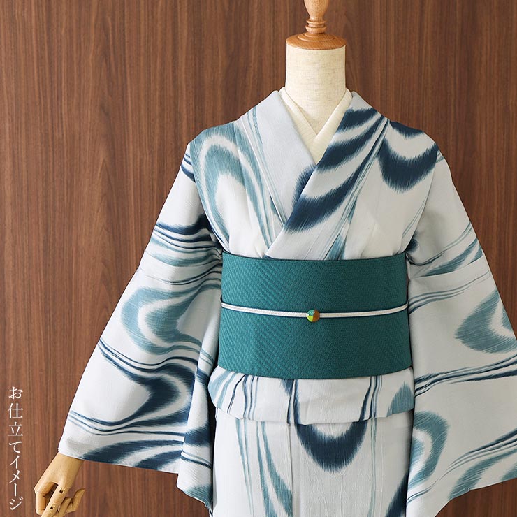 セオα] 浴衣 反物 かすれ流水 (青碧色) 洗える ゆかた 夏きもの 月華