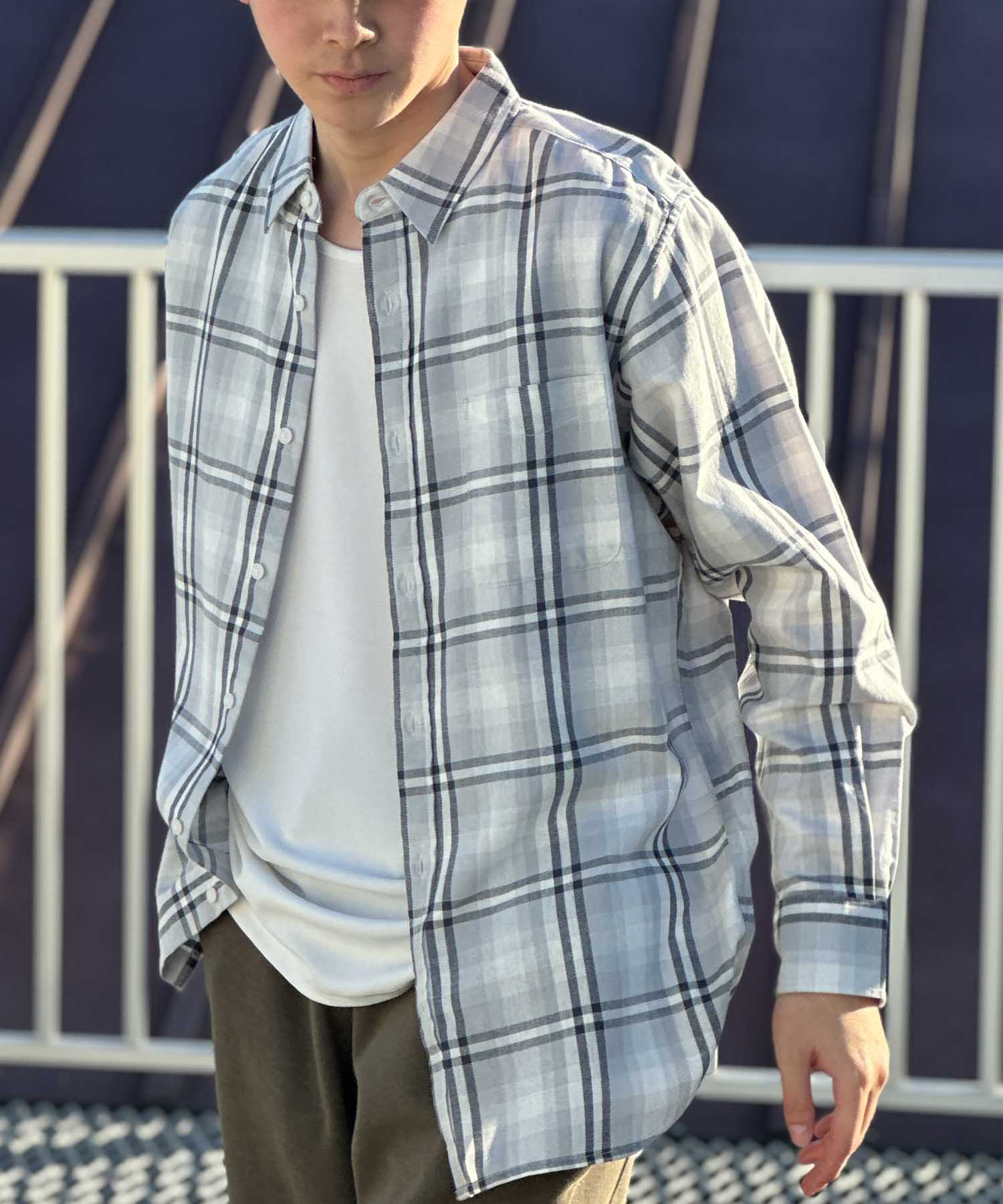 NAVY シャツ メンズ 長袖 綿100％ コットン カラバリ豊富 無地