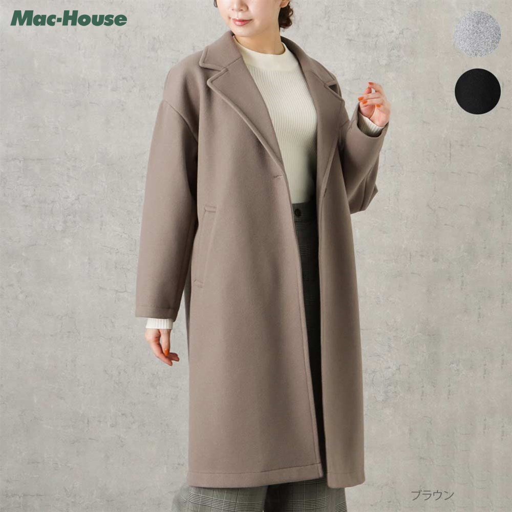 NAVY チェスターコート レディース ストレッチ ドロップショルダー