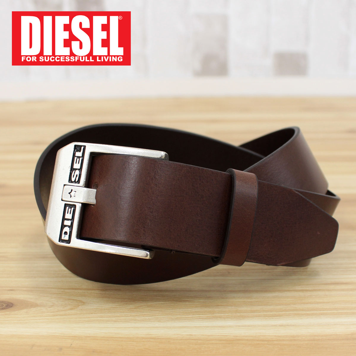 DIESEL（ディーゼル） ベルト 本革 レザーベルト ヴィンテージ調 無地