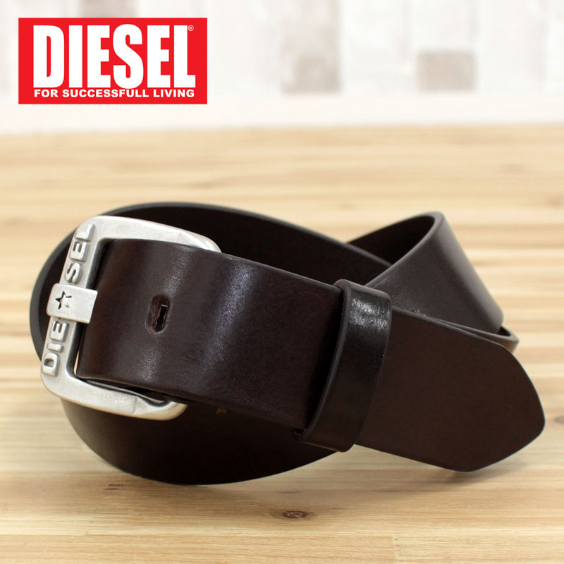 DIESEL（ディーゼル） ベルト 本革 レザーベルト 無地 ロゴ メタル