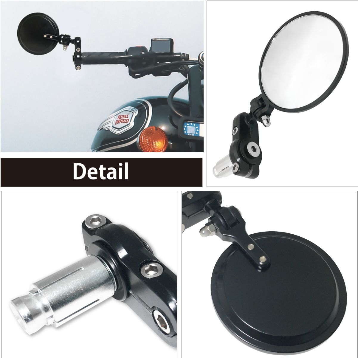 バイク バーエンドミラー 左右セット クリアレンズ オートバイミラー