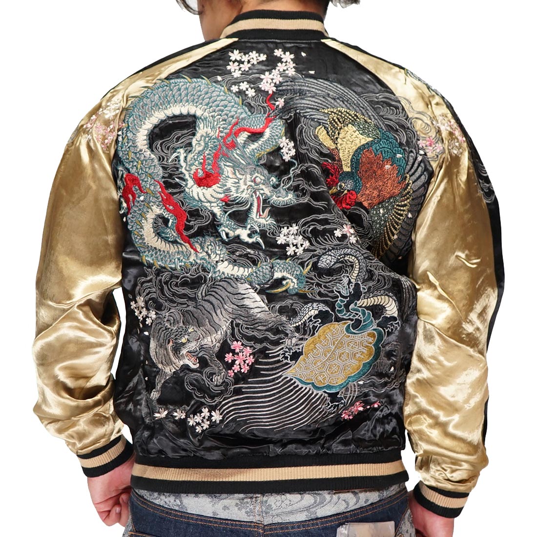 花旅楽団 ハナタビガクダン 和柄 スカジャン リバーシブル メンズ 総