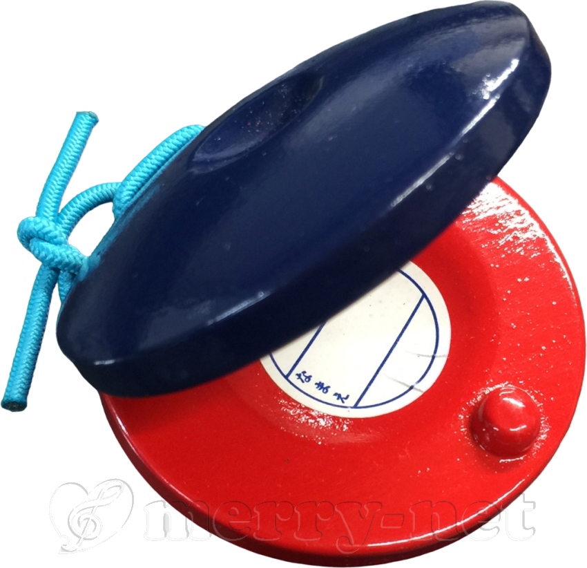 全音 木製 カスタネット コンビ 赤 青 ゼンオン : 楽器のことなら