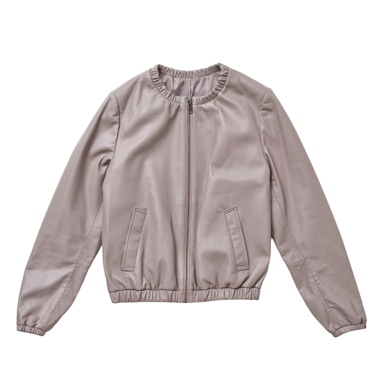 MGSABLE 本革 ジャケット レディース ラムレザー ノーカラー ブルゾン