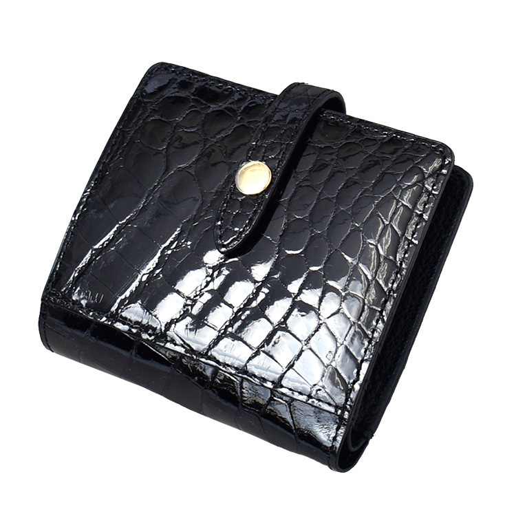 二つ折り財布 クロコダイル 本革 レディース シャイニング 折りたたみ