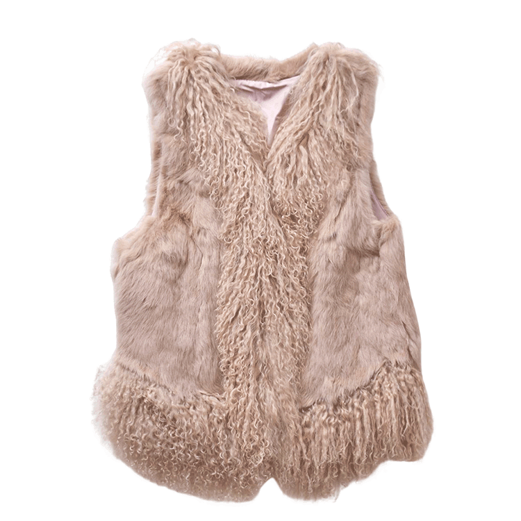 MGSABLE ファー ベスト レディース ラビット チベットラム ピンク