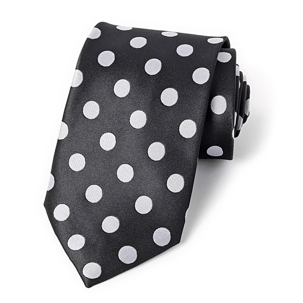ネクタイ おしゃれ 大玉ドット柄 黒 水玉 ネイビー 紺 ビジネス