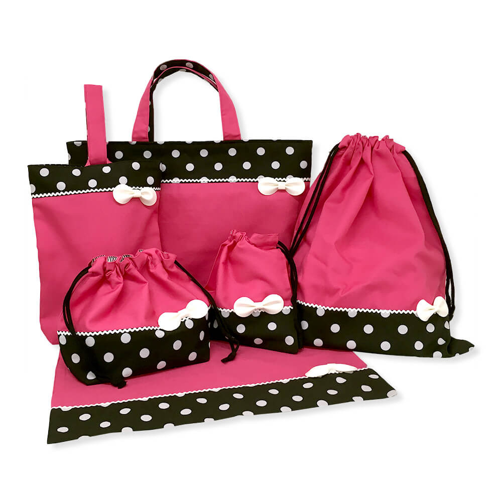 入園入学6点セット 女の子 日本製 レッスンバッグ シューズ袋 巾着袋