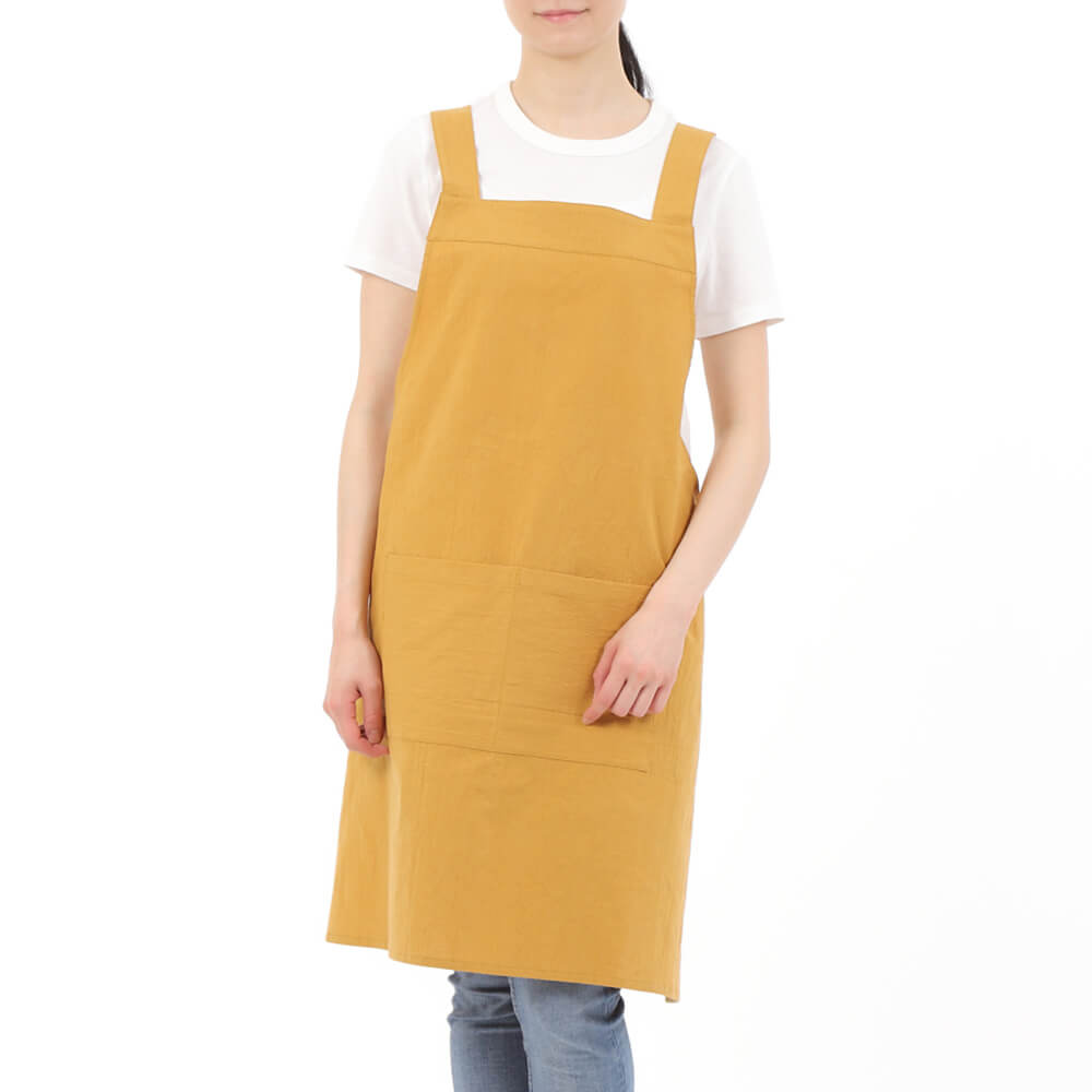 エプロン かぶるだけ 楽ちん クロスショートエプロン 日本製 ママ