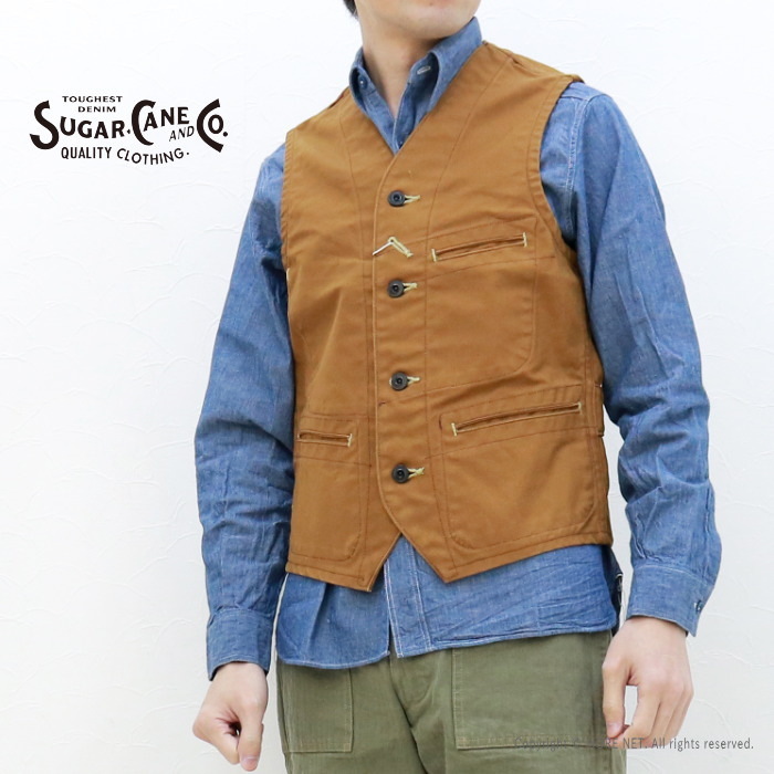 SUGAR CANE シュガーケーン ブラウンダックワークベスト SC14375