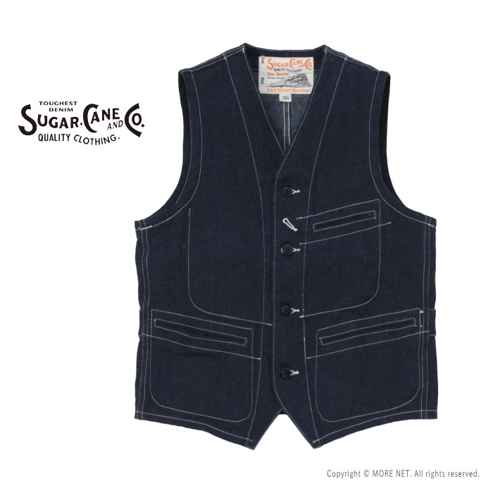 SUGAR CANE シュガーケーン 11ozブルーデニムワークベスト SC15702