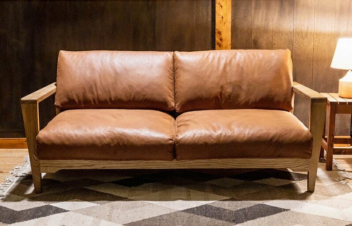 NORA（ノラ） ソファ 2人掛 2P 本革風 レザーテックス 木肘 座り心地