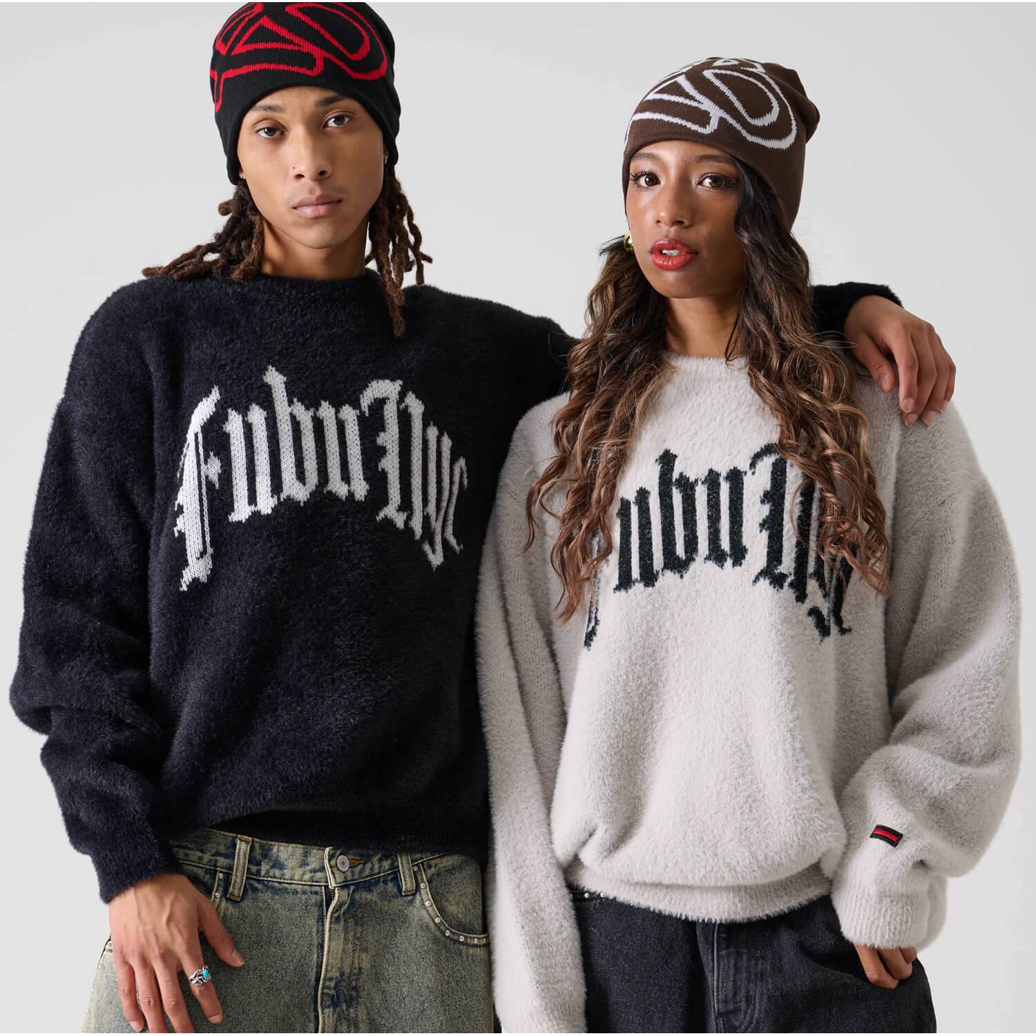 FUBU（フブ） セーター メンズ 長袖 シャギーニット 春 秋 冬 クルー