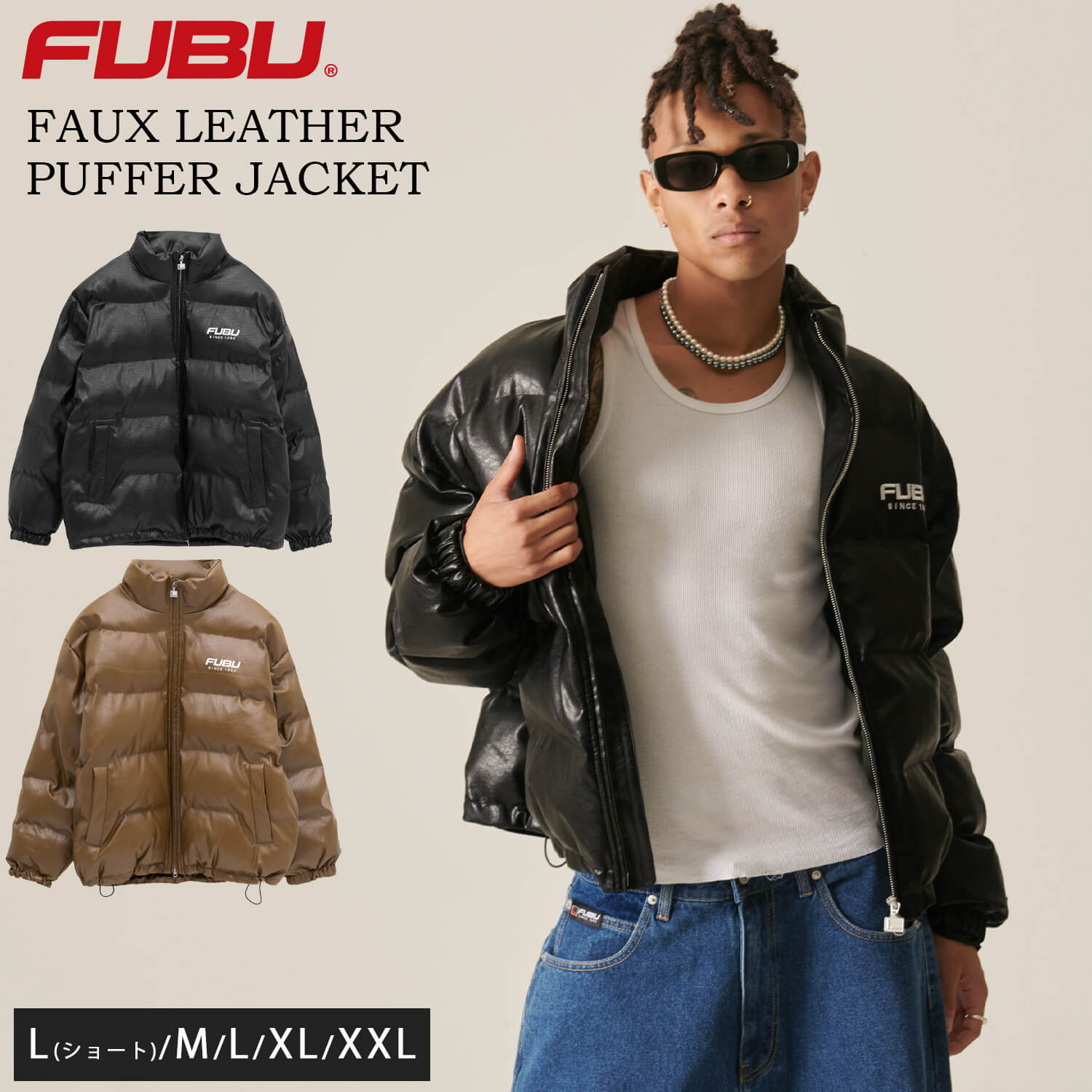 FUBU（フブ） 中綿ジャケット メンズ フェイクレザー エコダウン
