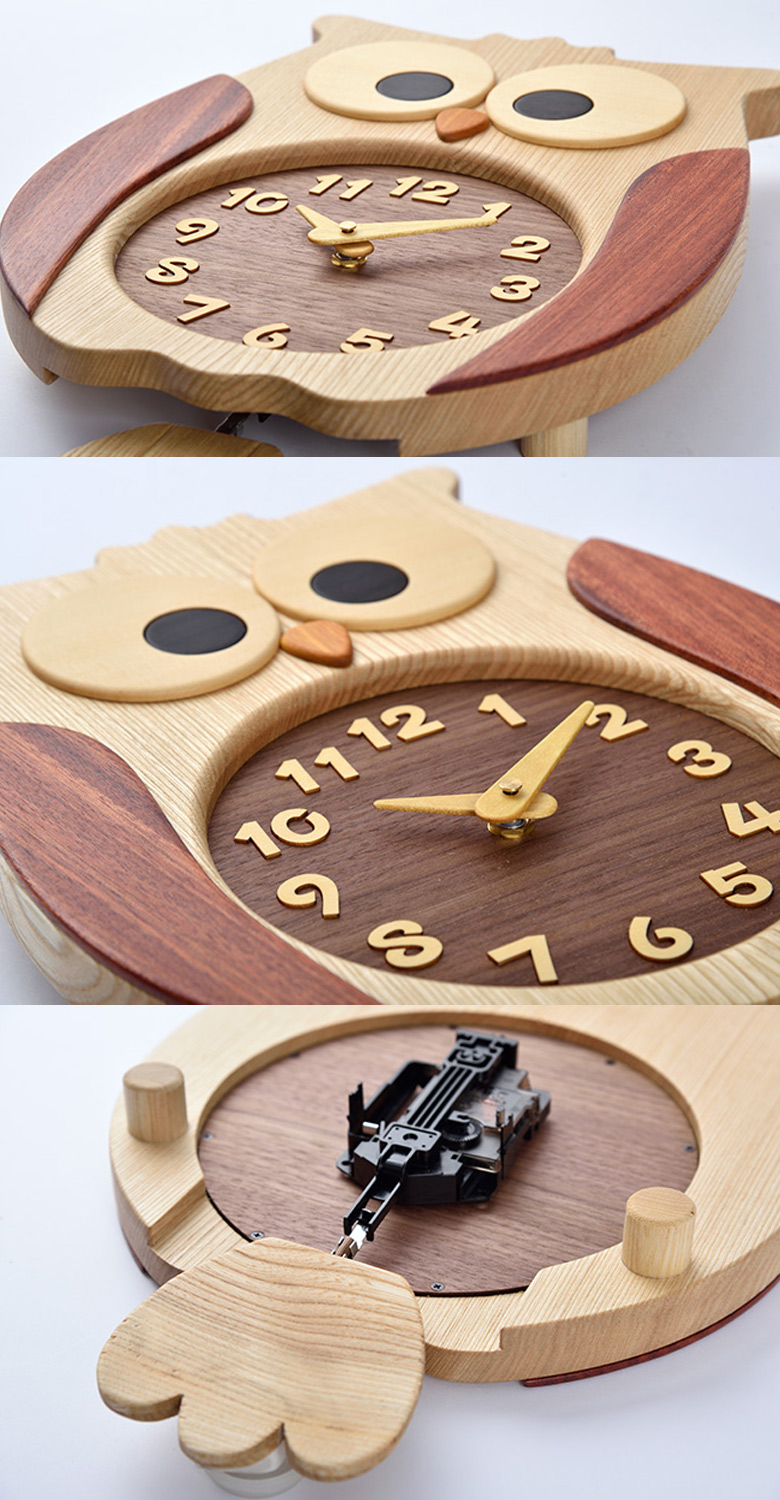 名入れ対応してます ふくろう時計 特大 工房ペッカー ふくろうの