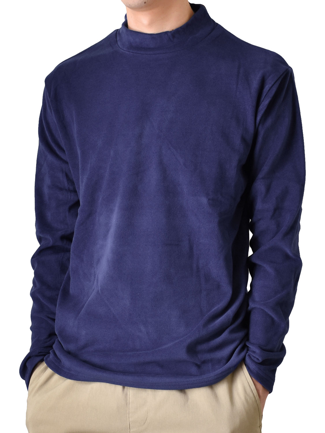 あったか裏起毛 フリース Tシャツ 長袖 メンズ ストレッチ 防寒 選べる