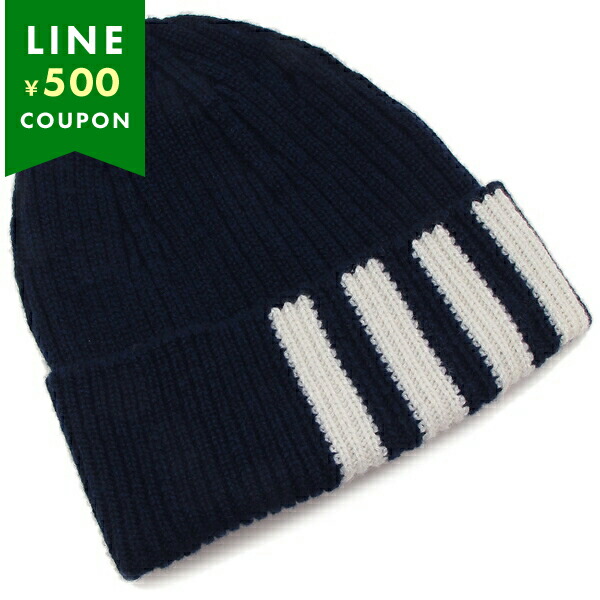THOM BROWNE（トム ブラウン） 帽子 ビーニー ニット帽 ネイビー
