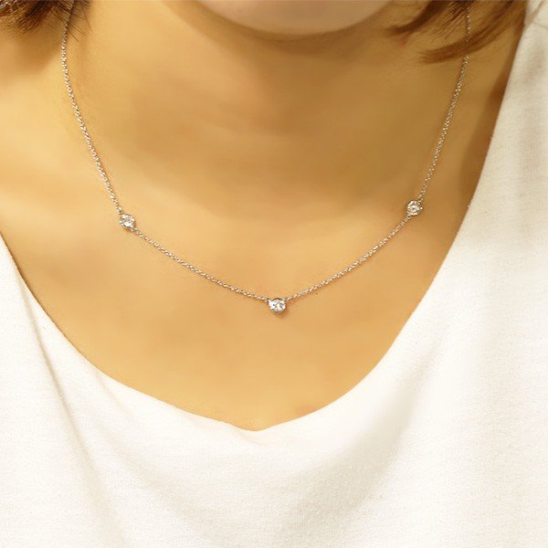 ティファニー TIFFANY & CO. / バイザヤード ネックレス（3石ダイヤ