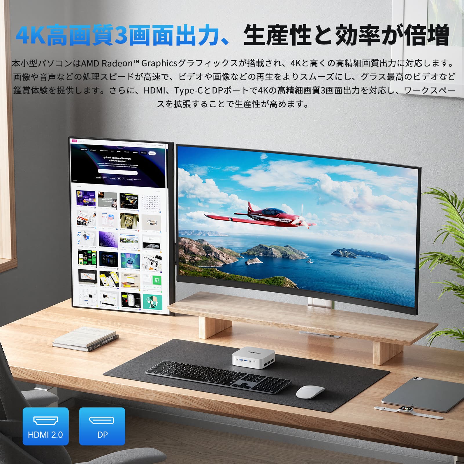 ACEMAGIC AMD Ryzen 4300U ミニpc 3.7GHz メモリ 16GB DDR4 512GB SSD