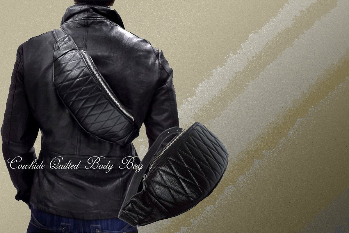 ワンショルダー メンズ ボディバッグ 本革 bag キルティング black