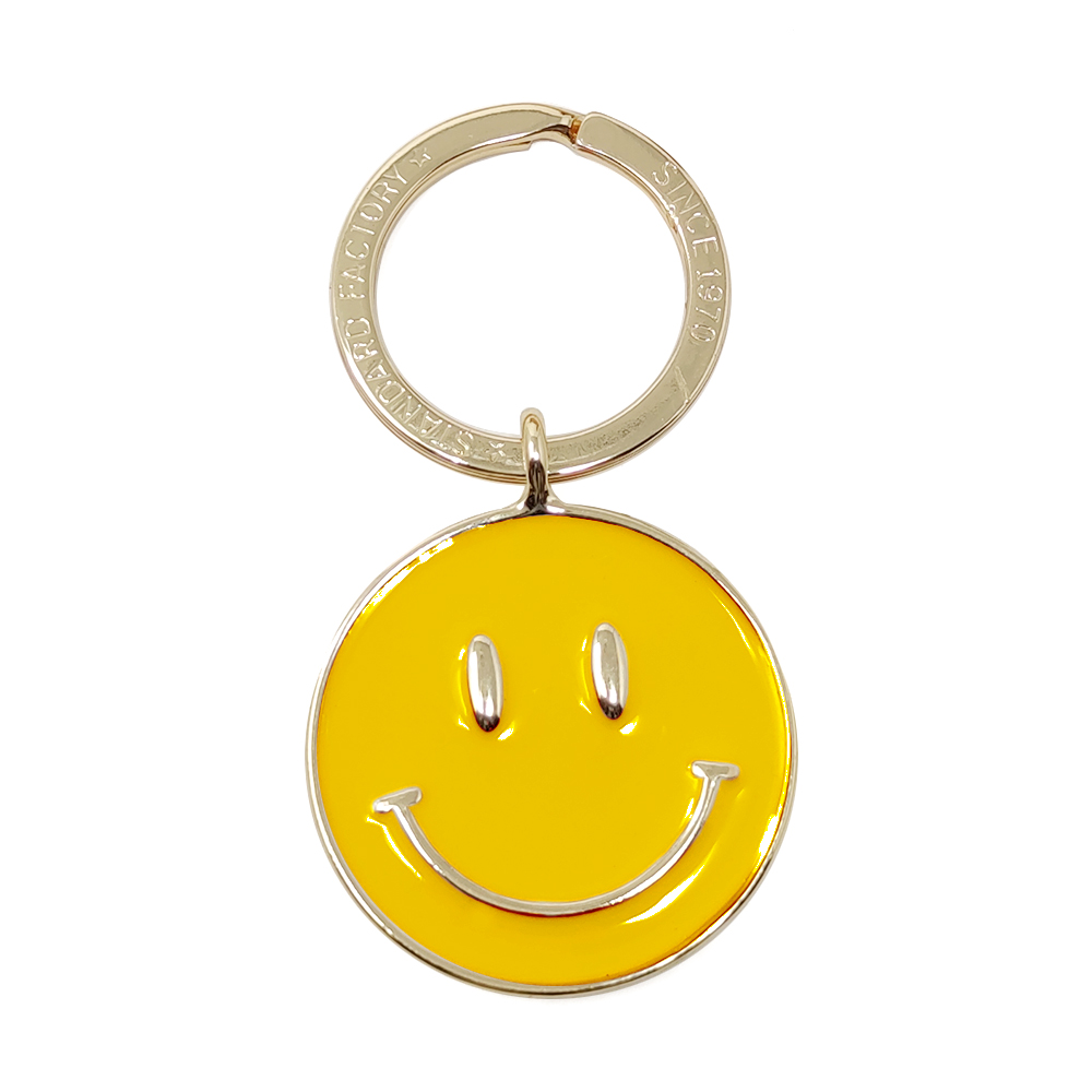 スマイル キーホルダー ニコちゃん メタル キーリング バッグチャーム