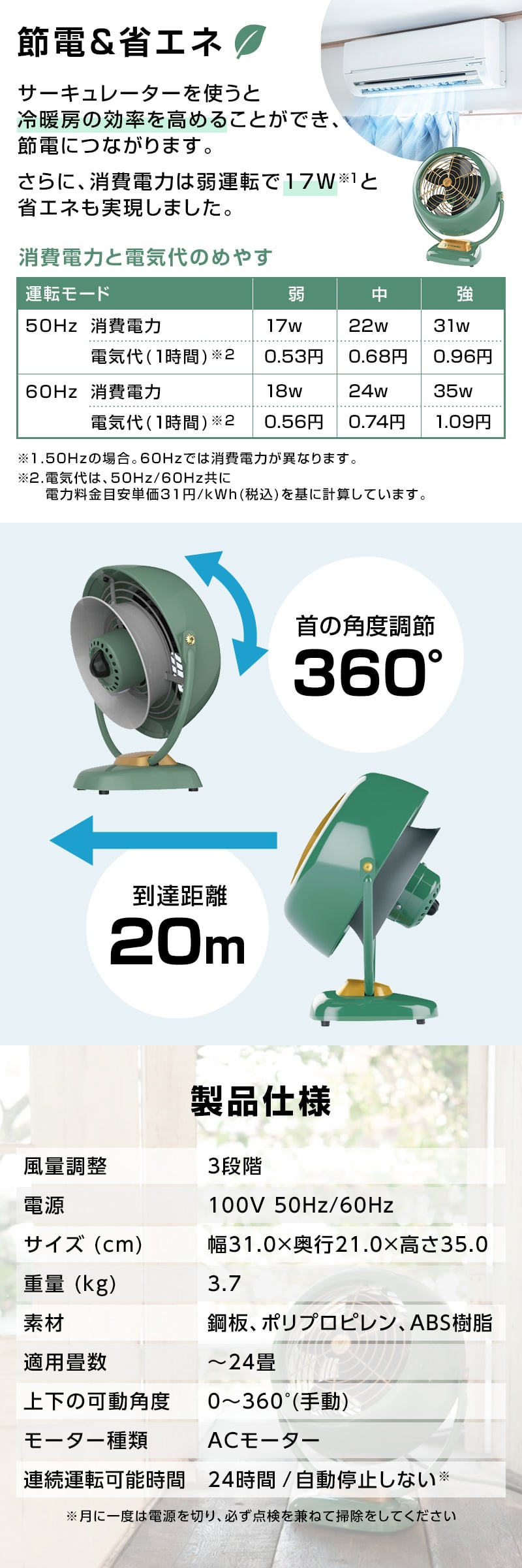 ボルネード サーキュレーター 静音 扇風機 風量3段階 〜24畳 VORNADO
