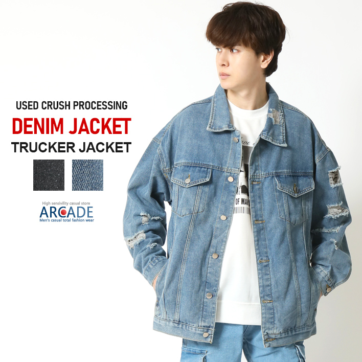 ARCADE（アーケード） Gジャン メンズ クラッシュダメージ加工 デニム