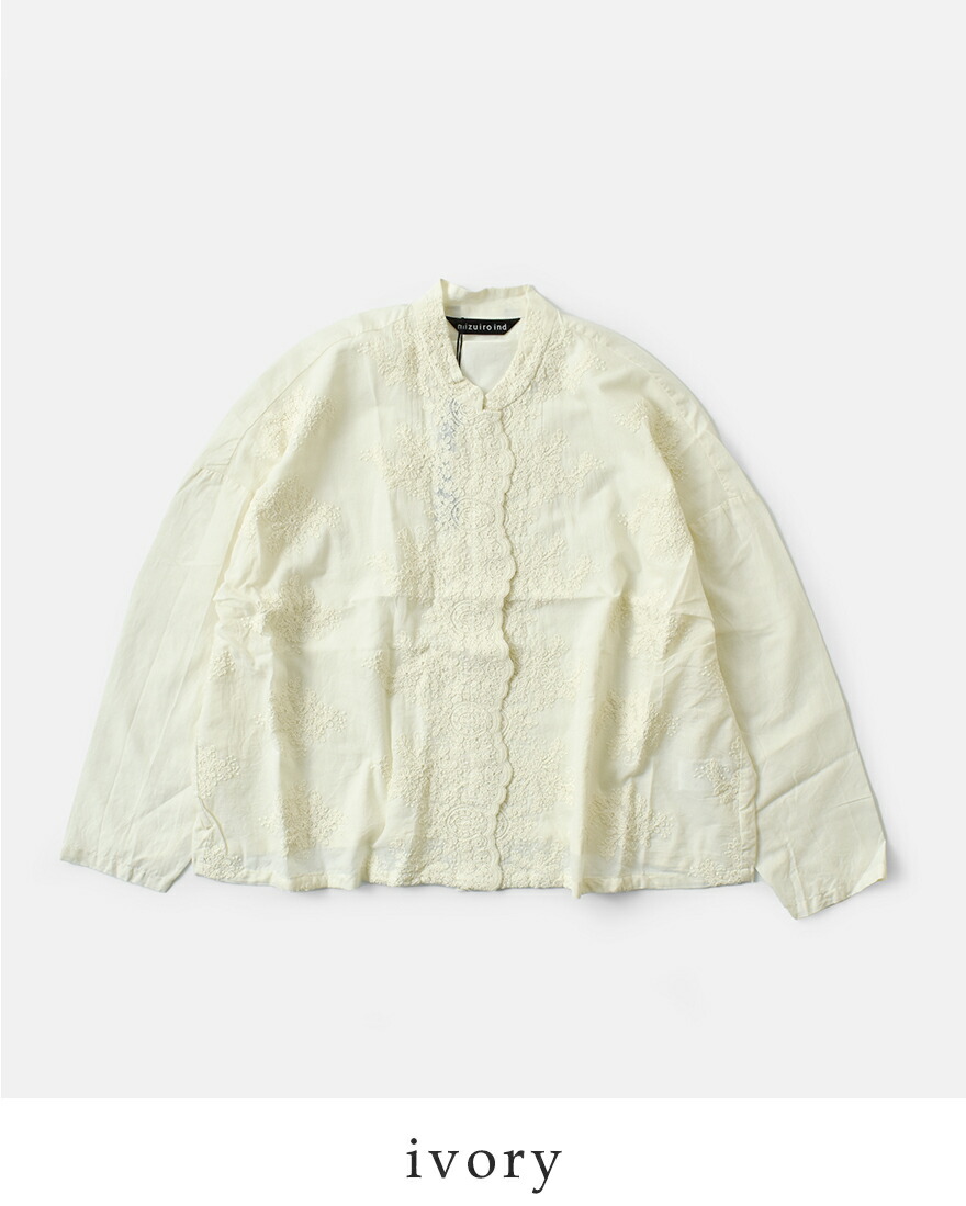 MIZUIRO ミズイロインド mizuiro ind コットン レース スタンドカラー
