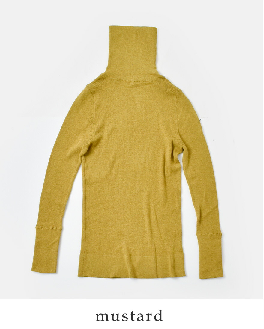 tumugu（ツムグ） コットン リブニット タートルネック プルオーバー