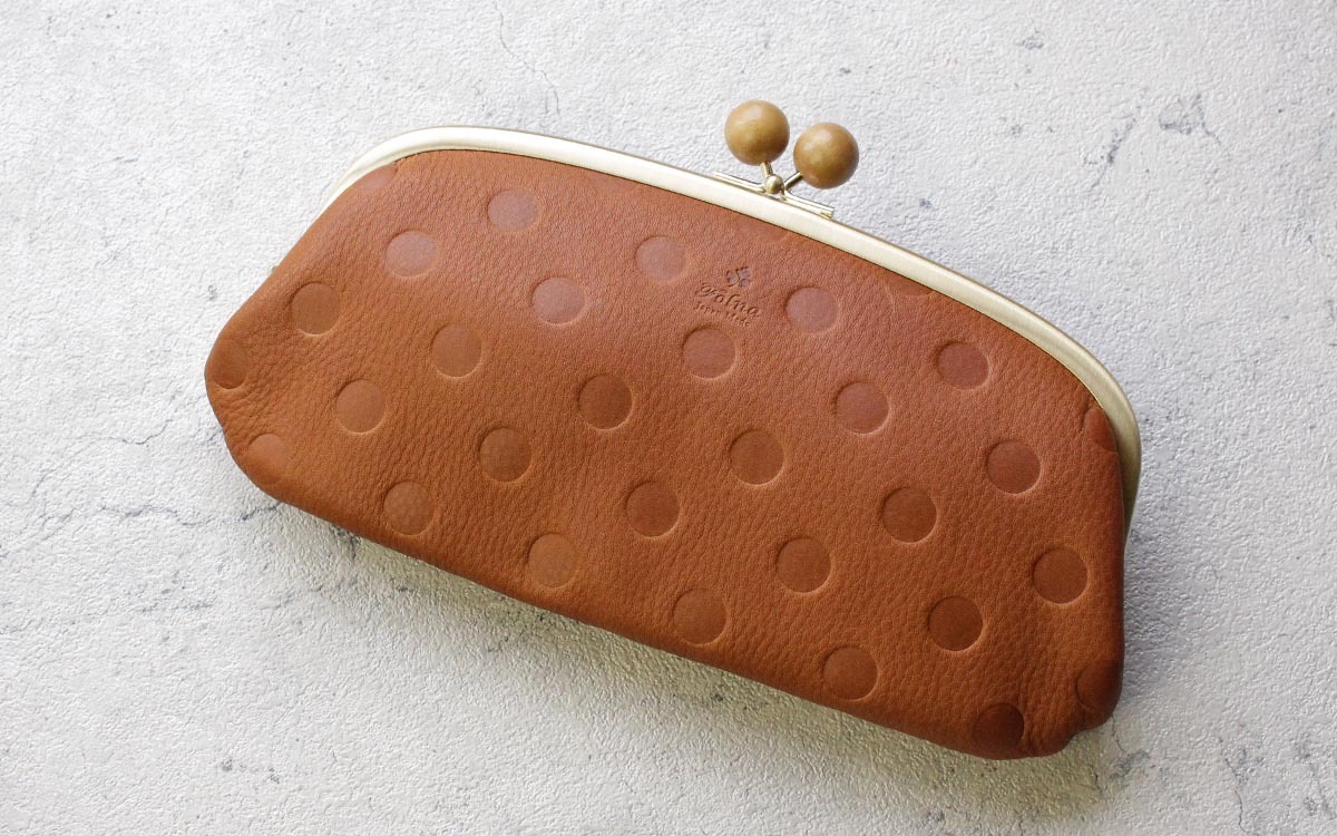 Folna 財布 がま口長財布 親子がま口 フォルナ ドット 木玉 ウッド